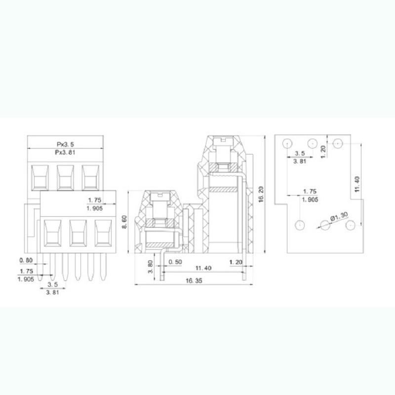 2 pin screw terminal 